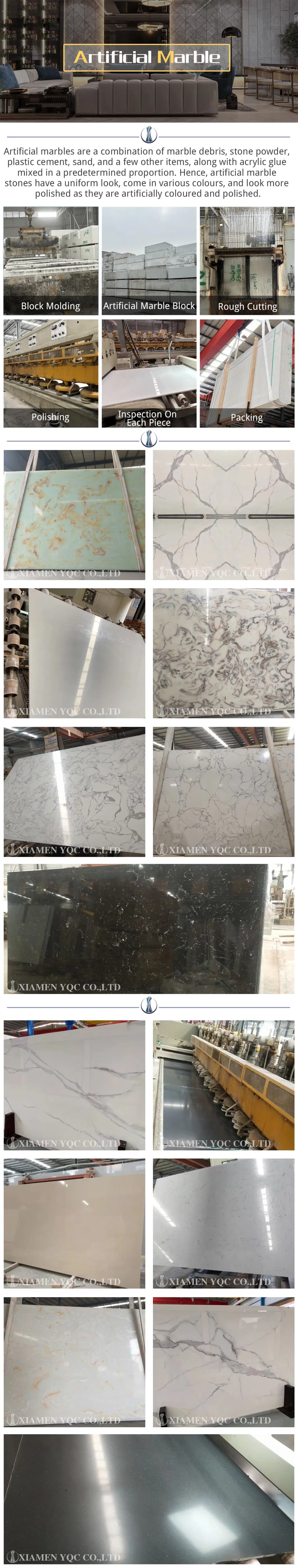 Natural/Artificial/Quartz Stone Slab/Tile Marble with Black/White/Brown/Grey/Beige/Yellow/Red/Green for Countertop/Floor/Wall Building Material Supplier Price