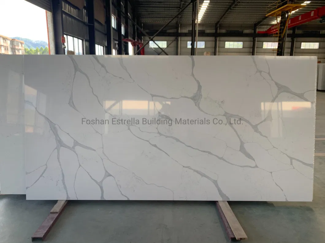 Marble Look Calacatta White Quartz Engineered Stone for Countertop
