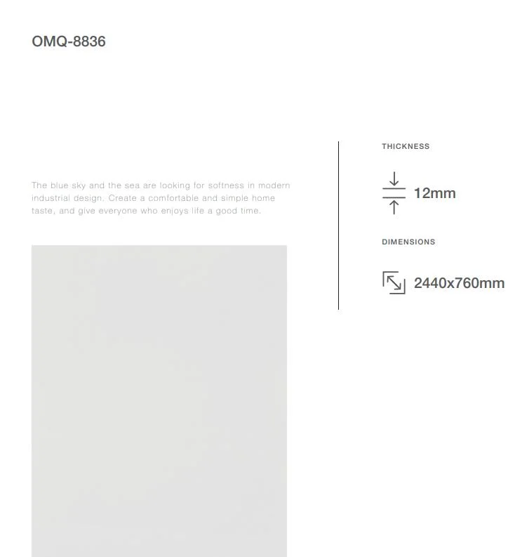 Artificial Stone 3660*760*12mm Acrylic Solid Surface Slab for Basin Sink Sheet OEM/ODM