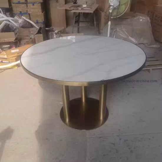 Custom Cafe Furniture Terrazzo Stone Dining Table with Cast Iron Base