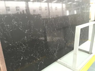 Artificial Marble Engineered Stone Black Slab for Kitchentop Vanity Top